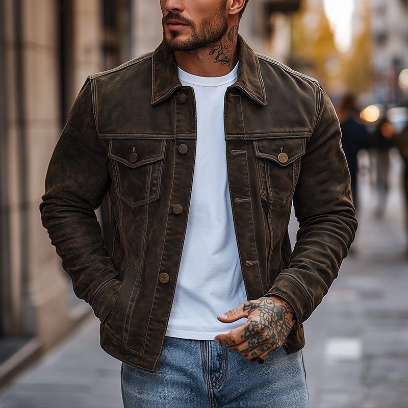 Men's Winter Retro Faux Suede Classic Jacket MTA1584K7P