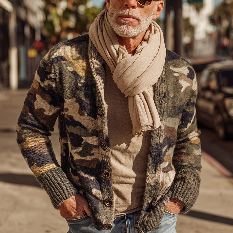 Men's Autumn Fashion Camouflage Knitted Cardigan MTA0748H8P