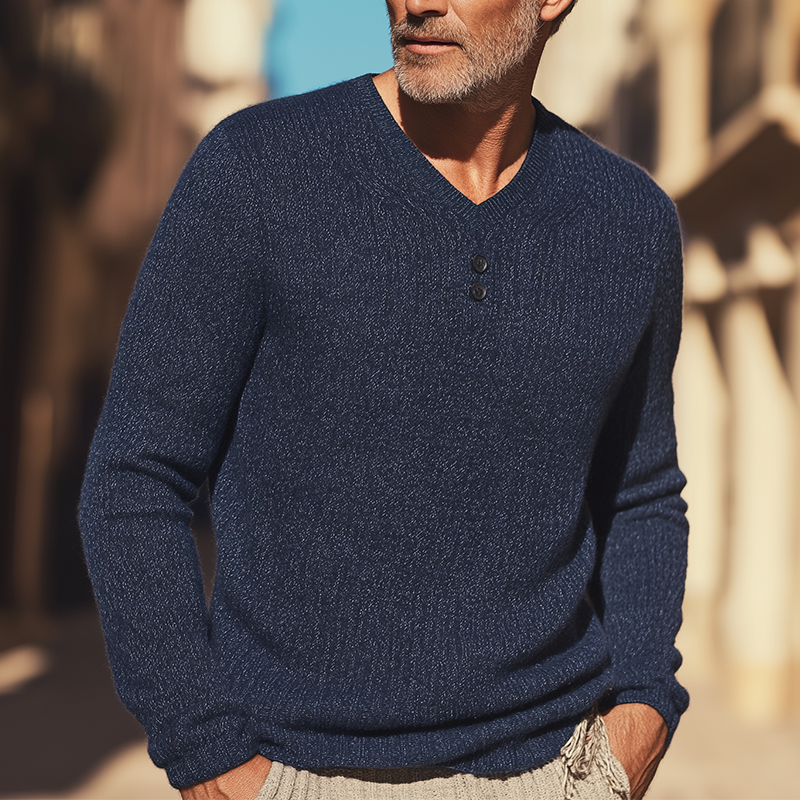 Men's Fashion Mixed Color Knitted Long Sleeve Sweater MTA1343H3P