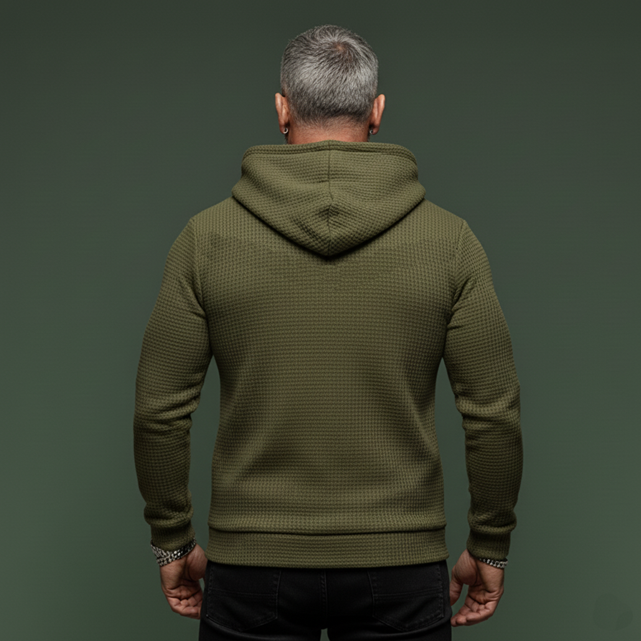 Men's Classic Casual Waffle-knit Zip-up Hooded Lightweight Jacket MTA1582L6K