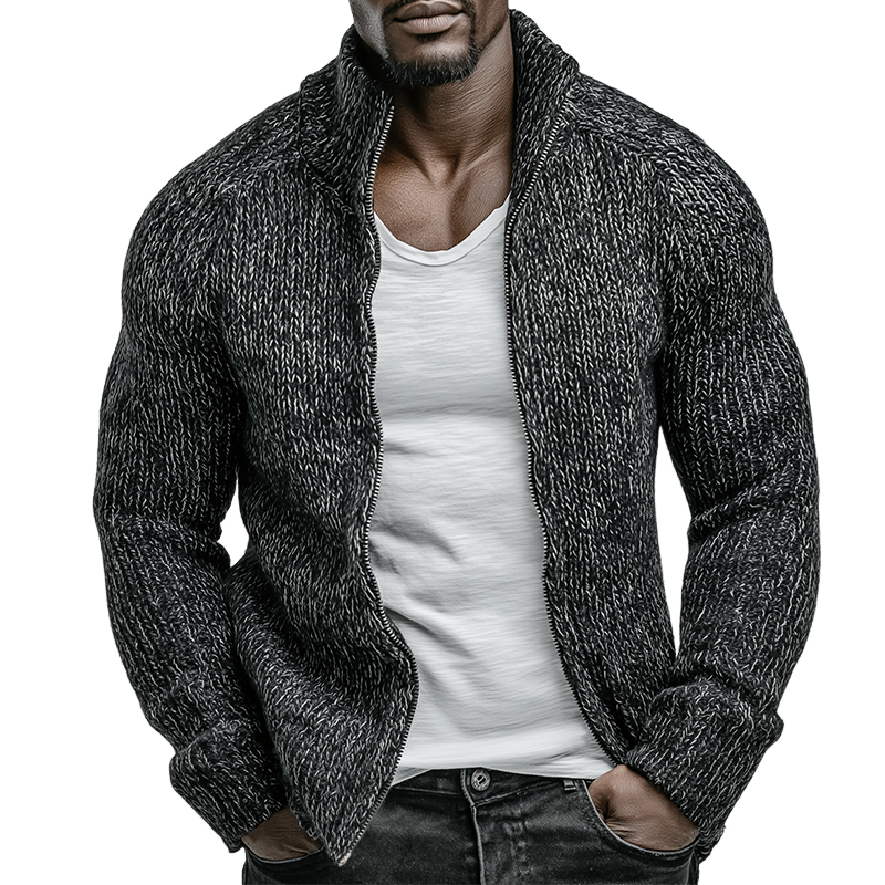 Men's Retro Casual Knitted Stand Collar Zipper Cardigan MTA1673L1TO