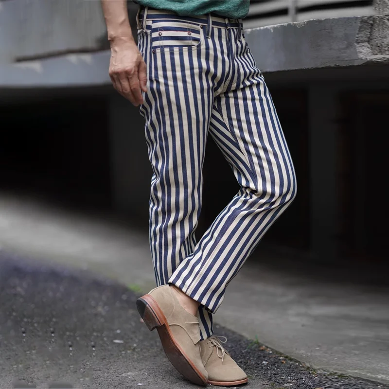 Men's Fashion Striped Straight Casual Jeans MTA1342E9Z