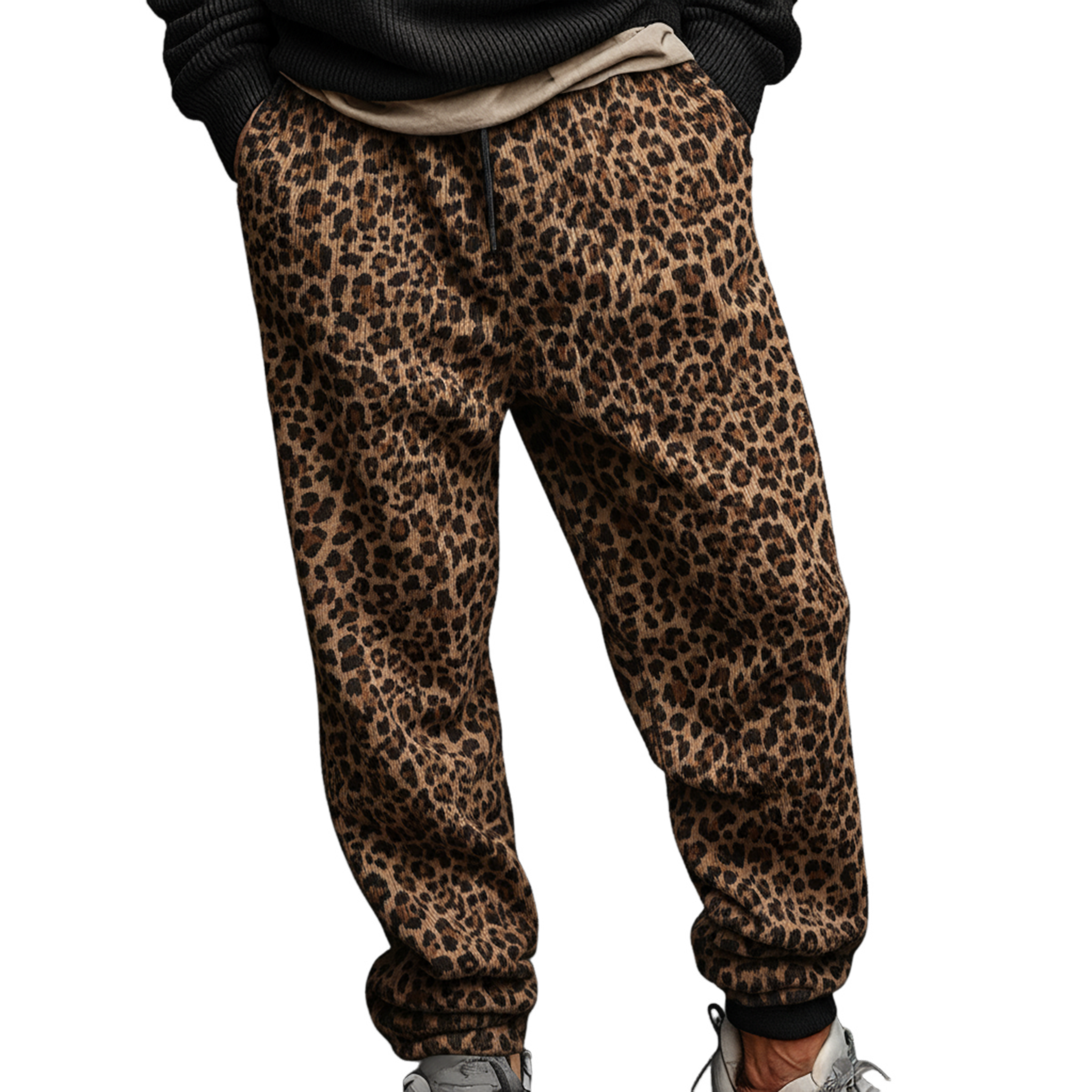 Men's Classic Casual Leopard Corduroy Elastic Waist Pants MTA2444J5K