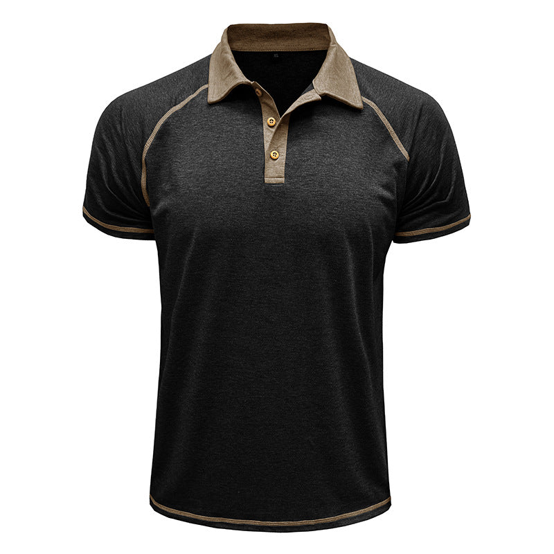 Men's Casual Color Matching Lapel Short-Sleeved Polo Shirt 38323888Y