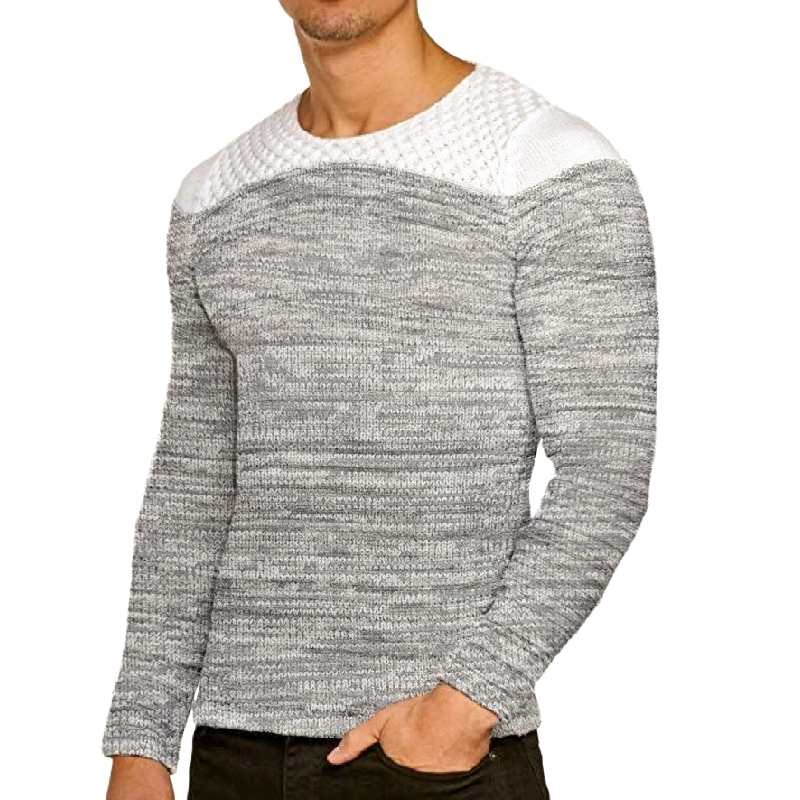 Men's Casual Crew Neck Striped Knitted Sweater 43751787F