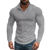 Men's Half-zip Small Square Stand Collar Long Sleeve T-shirt 08353588Z