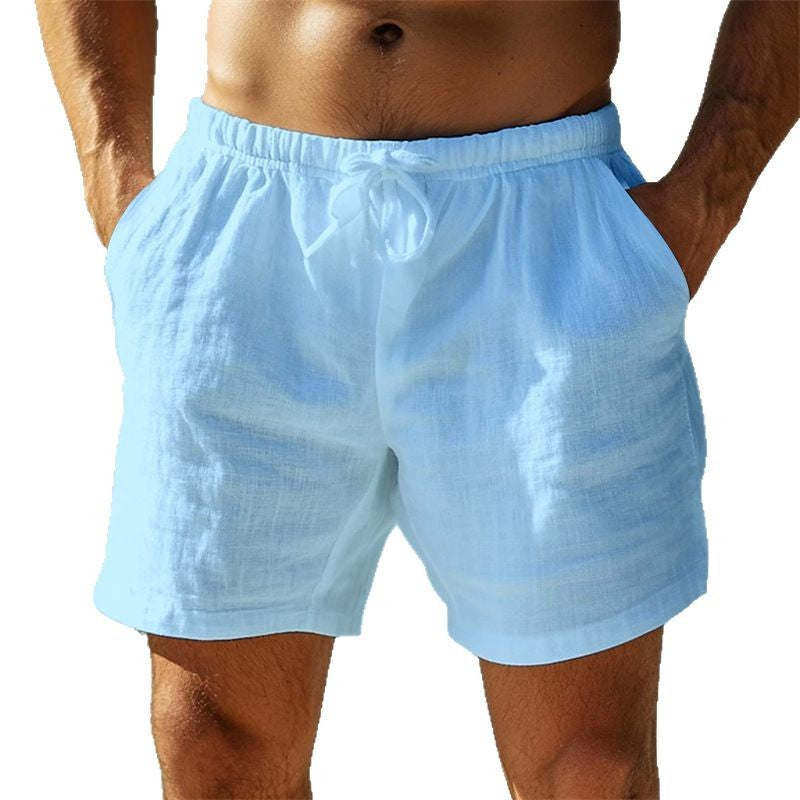 Menns uformelle shorts med elastisk midje i lin 45438818M