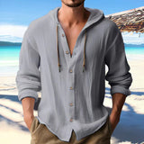 Men's Solid Color Single Breasted Long Sleeve Hoodie 00951247X