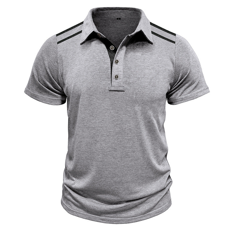 Men's Casual Cotton Contrast Color Lapel Slim Fit Short Sleeve Polo Shirt 74538187M