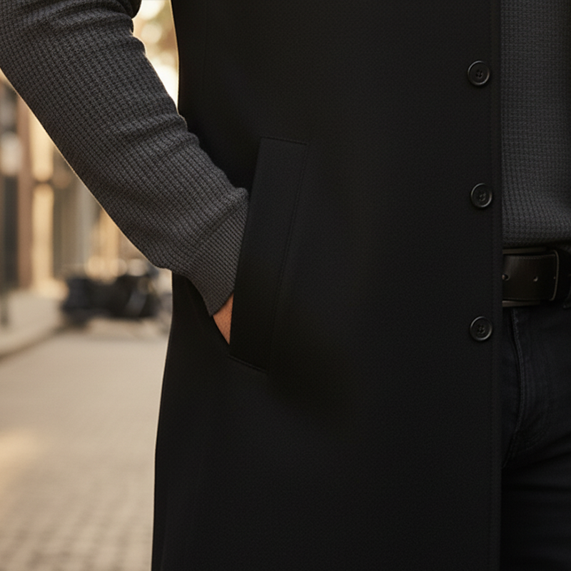 Men's Winter Faux Wool Long Button-Down Sleeveless Vest MTA2984K3P