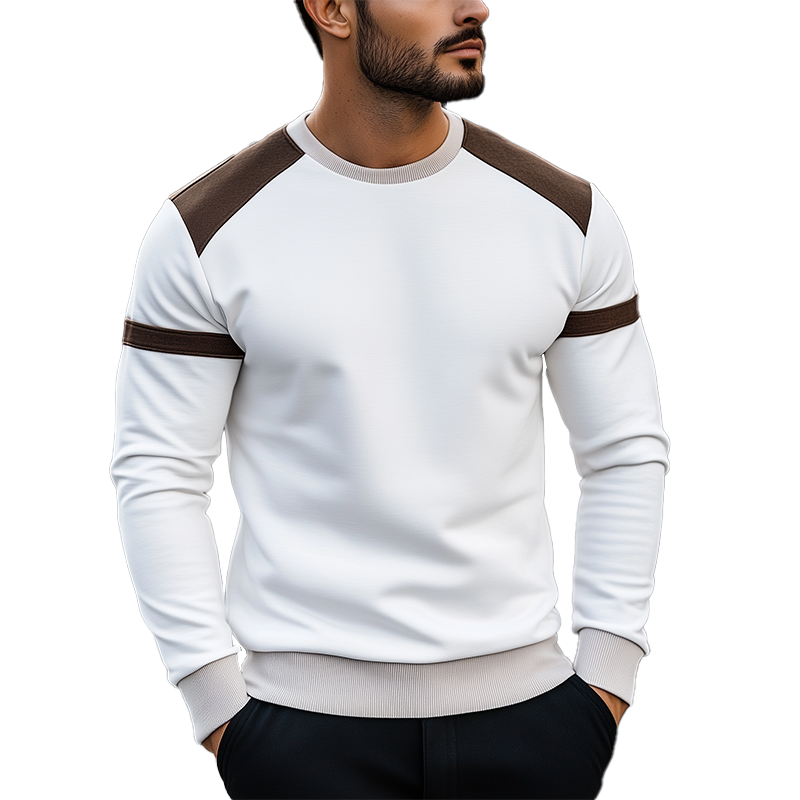 Men's Simple Color Block Cotton Blend Crew Neck Sweatshirt MTA2945J6P