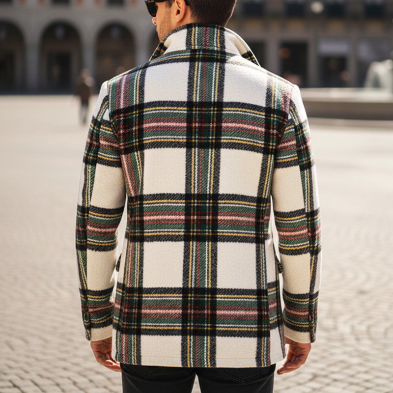 Men's Classic Vintage Plaid Single-breasted Short Coat MTA2620I9U