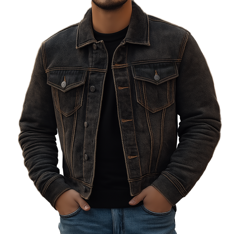 Men's Retro Twill Washed Denim Button Jacket MTA2541K6P