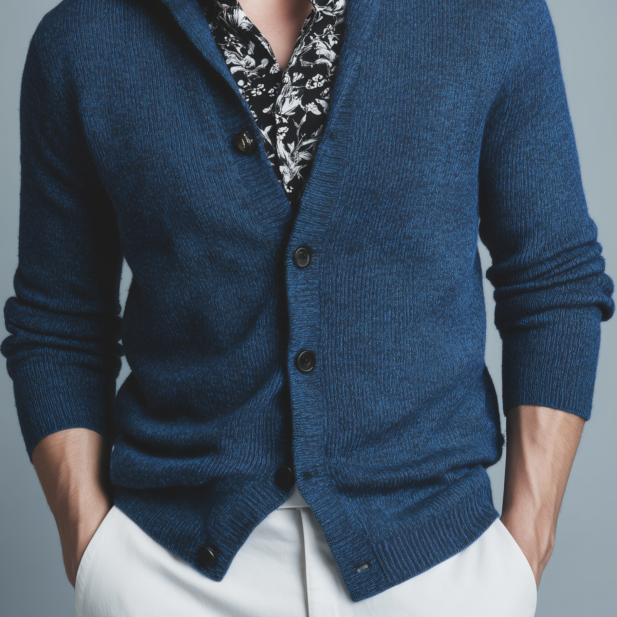 Men's Classic Retro Stand Collar Slim Long Sleeve Knitted Cardigan MTA0270H0K