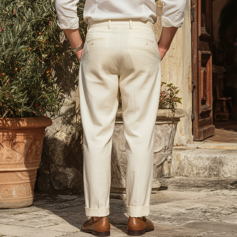 Men's Classic Business Beige Cotton Blend Suit Pants MTA1574L1U