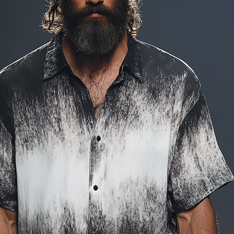 Men's Casual Gradient Print Short Sleeve Shirt MTA0614F9X
