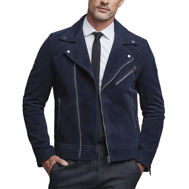 Men's Vintage Zipper Solid Color Faux Suede Jacket MTA2625H9P