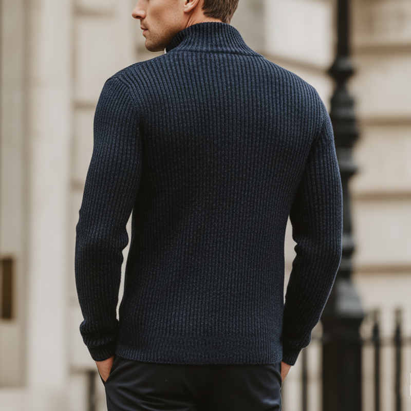 Men's Urban Minimalist Stand Collar Zipper Slim Fit Knit Cardigan MTA1702L9U