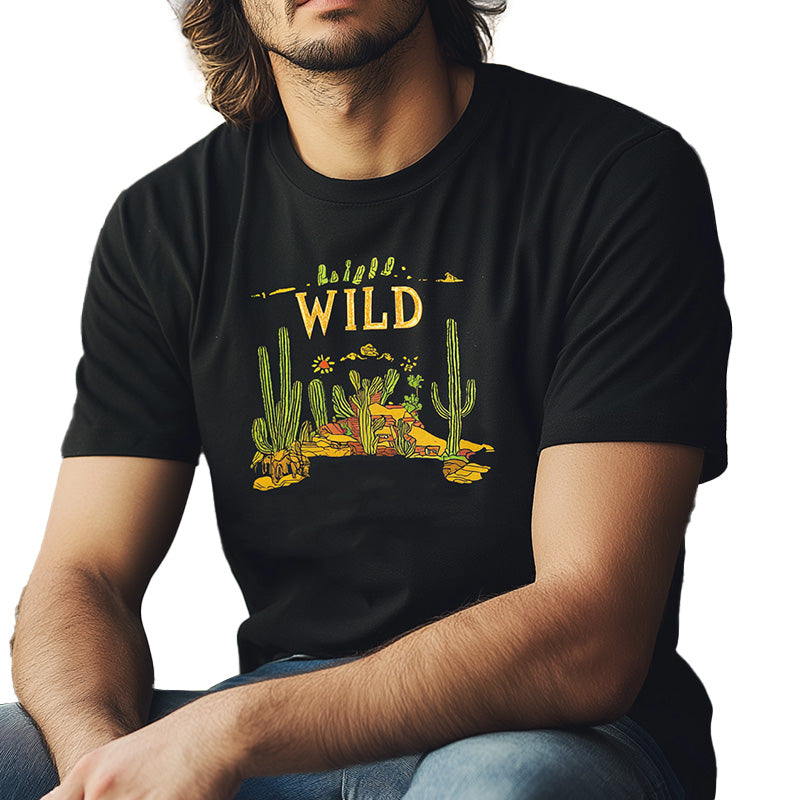 Men's Summer Western Cowboy Style Printed Blended Short-Sleeved T-Shirt MTA2992D3P