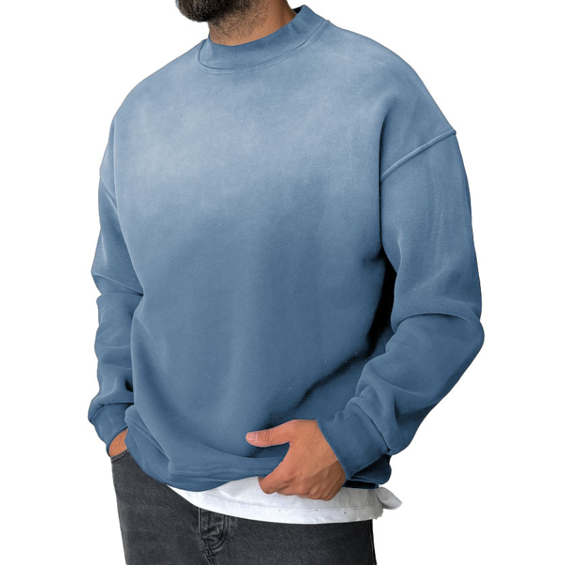 Men's Casual Gradient Printed Round Neck Long Sleeve Sweatshirt 77572314Y