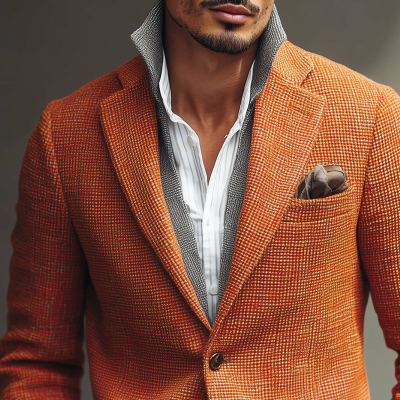Men's Vintage Plaid Fabric Notch Lapel Two Buttons Blazer MTA2142H9Z