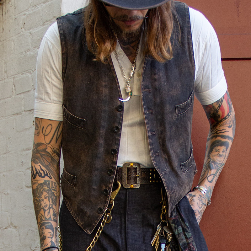 Men's Retro Casual Washed Distressed Vest MTA0989I5TO