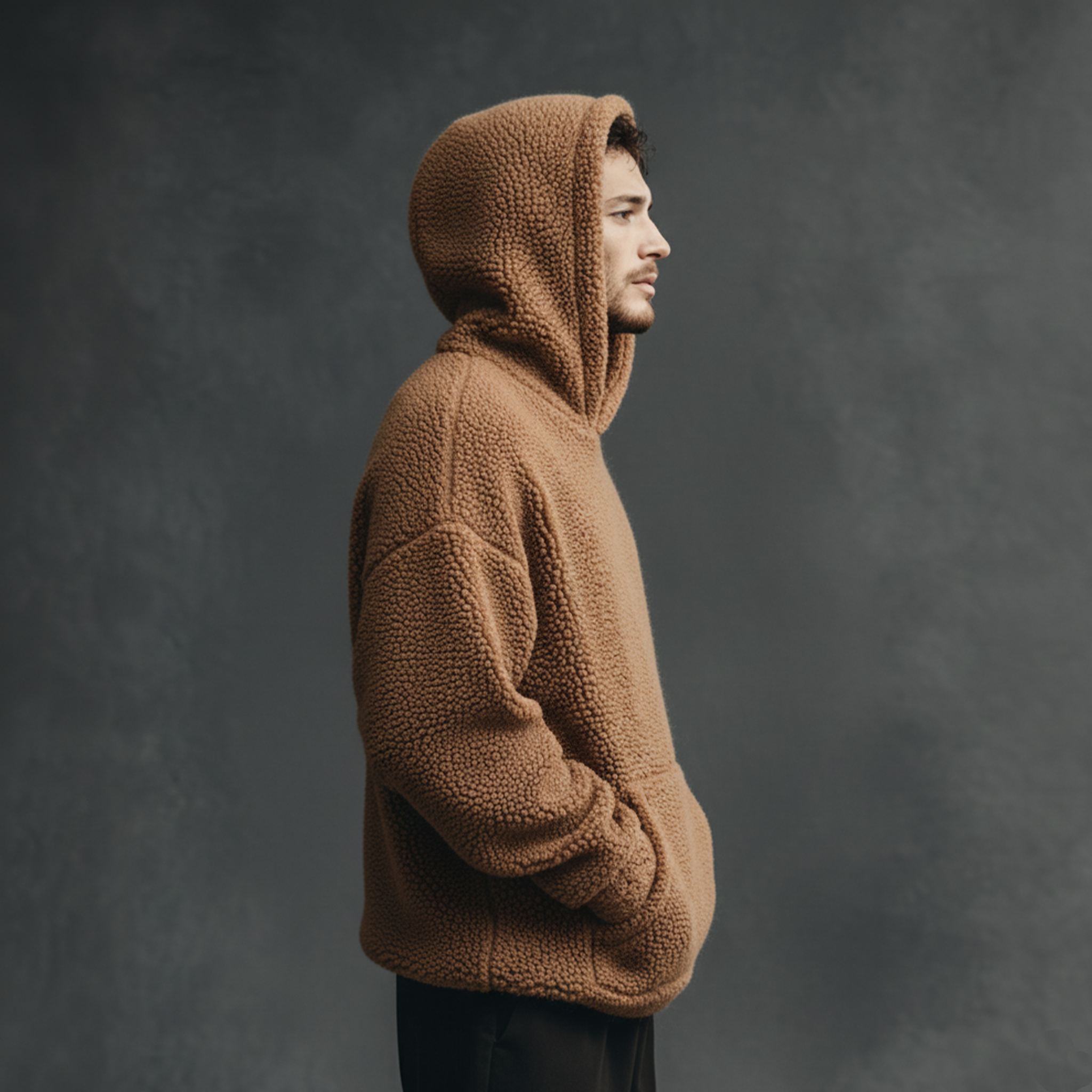Men's Classic Casual Hooded Teddy Fleece Loose Sweatshirt MTA1789J9K