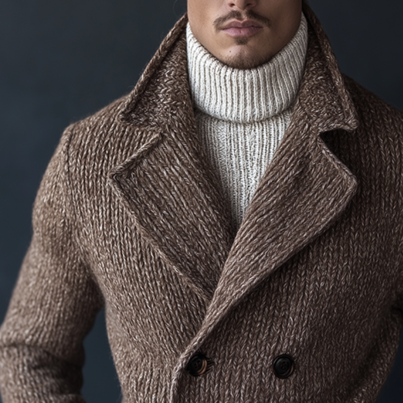 Men's Vintage Casual Knit Double Breasted Lapel Jacket MTA1818I3TO