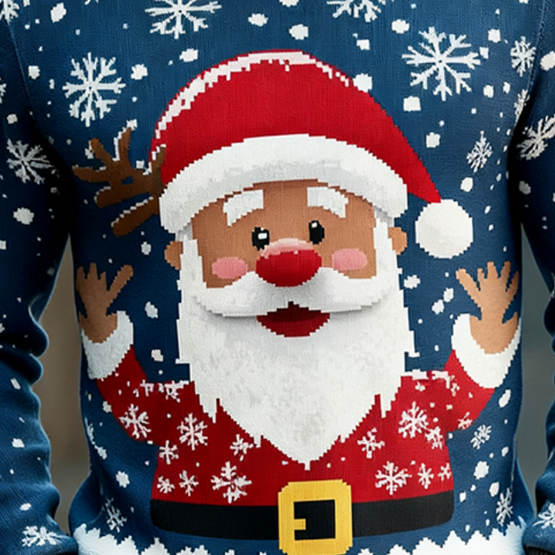 Men's Retro Casual Christmas Print Crew Neck Long Sleeve T-shirt MTA0538K9TO