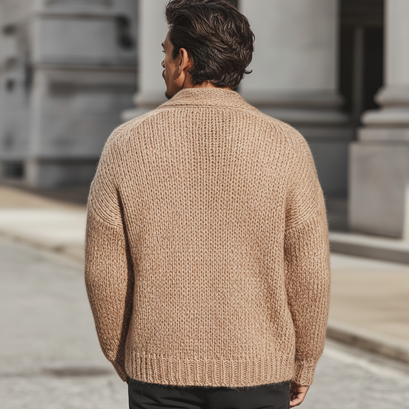 Men's Casual Khaki Button-up Knit Cardigan MTA2937K3U