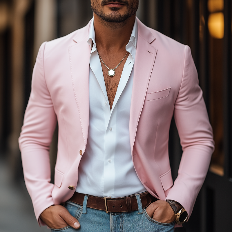Men's Autumn Business Notched Lapel Two Button Blazer MTA2550G7U