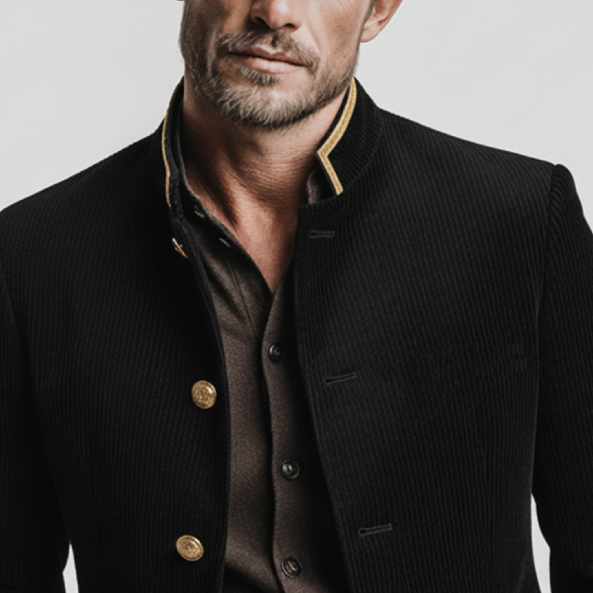 Men's Classic Corduroy Stand Collar Single-Breasted Jacket MTA1561K7K