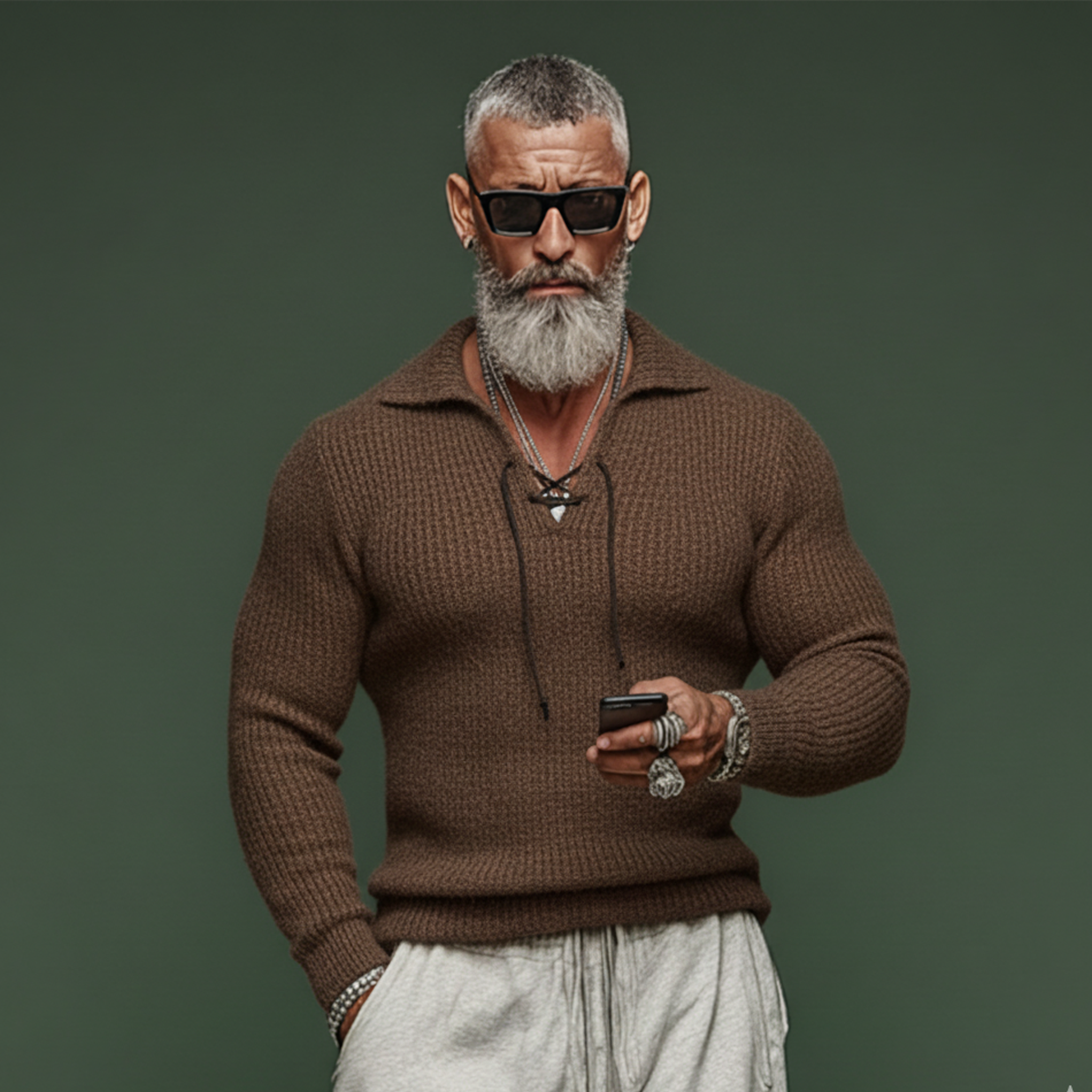 Men's Classic Casual Tie-neck Slim Fit Sweater MTA0436K3K