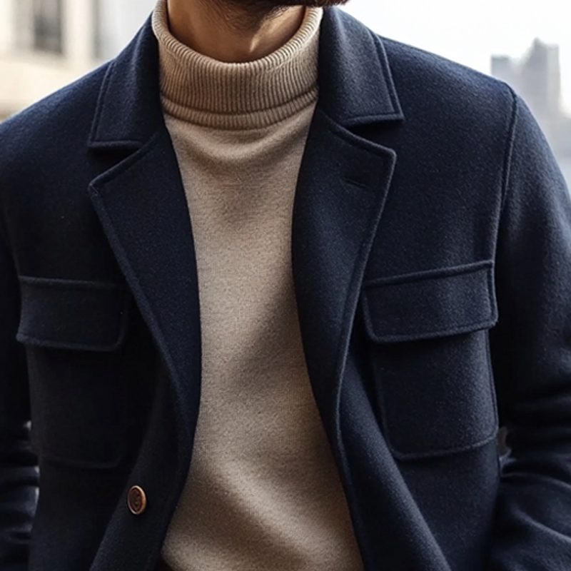 Men's Casual Solid Color Lapel Blended Jacket MTA2333I2X