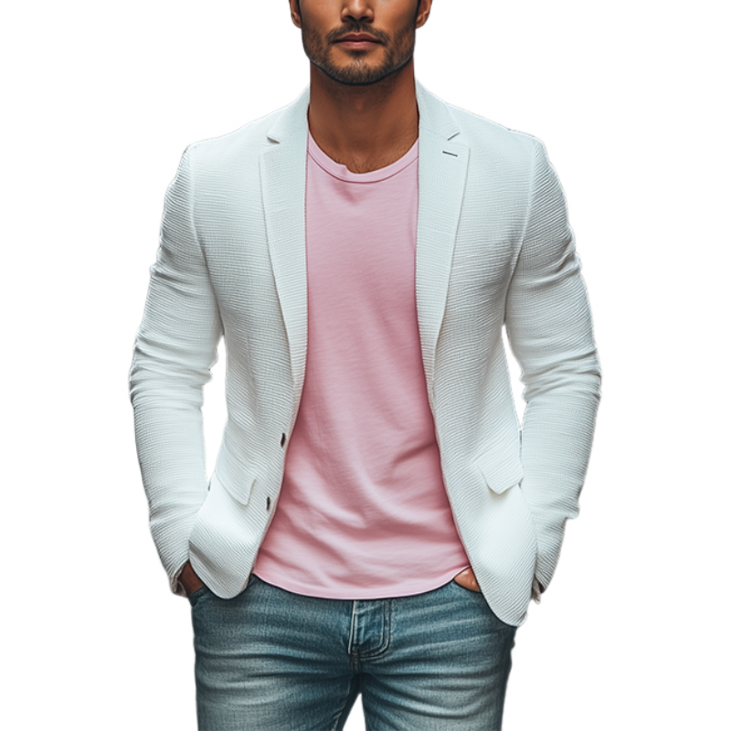 Klassisk uformell Slim Fit Vaffelblazer for menn (uten brystlommer) 77170512K