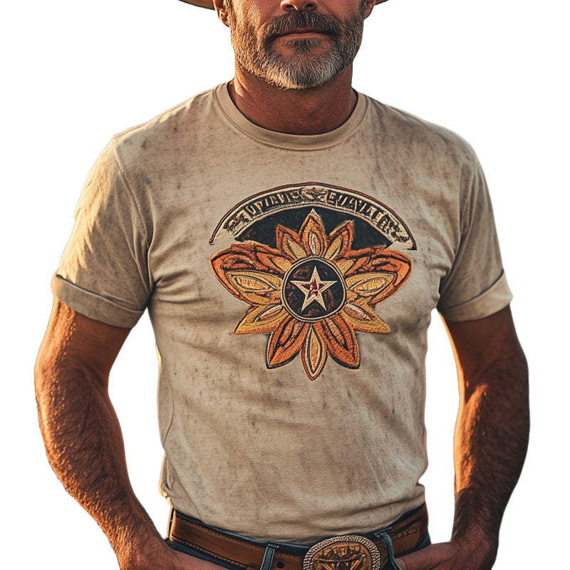 Men's Summer Retro Printed Crew Neck T-Shirt MTA2815D2U