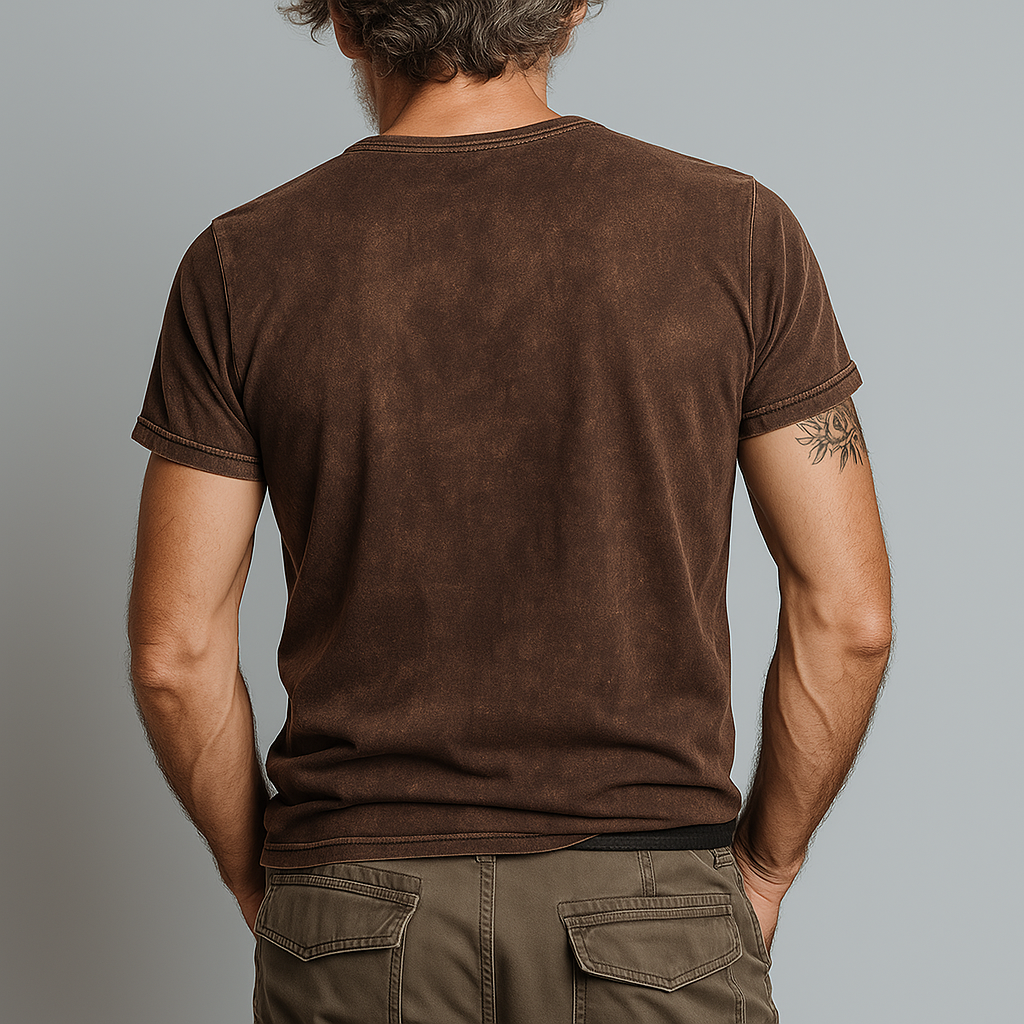 Men's Summer Fashion Star Print Distressed Cotton Blend Short-Sleeved T-Shirt MTA0326G4P