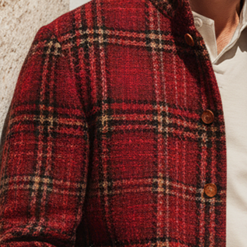 Men's Autumn And Winter Vintage Checkered Tweed Jacket Coat MTA1999I0P