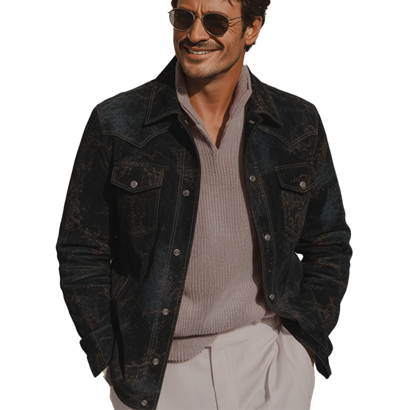 Men's Autumn And Winter Retro Pattern Faux Suede Jacket MTA1506I9P
