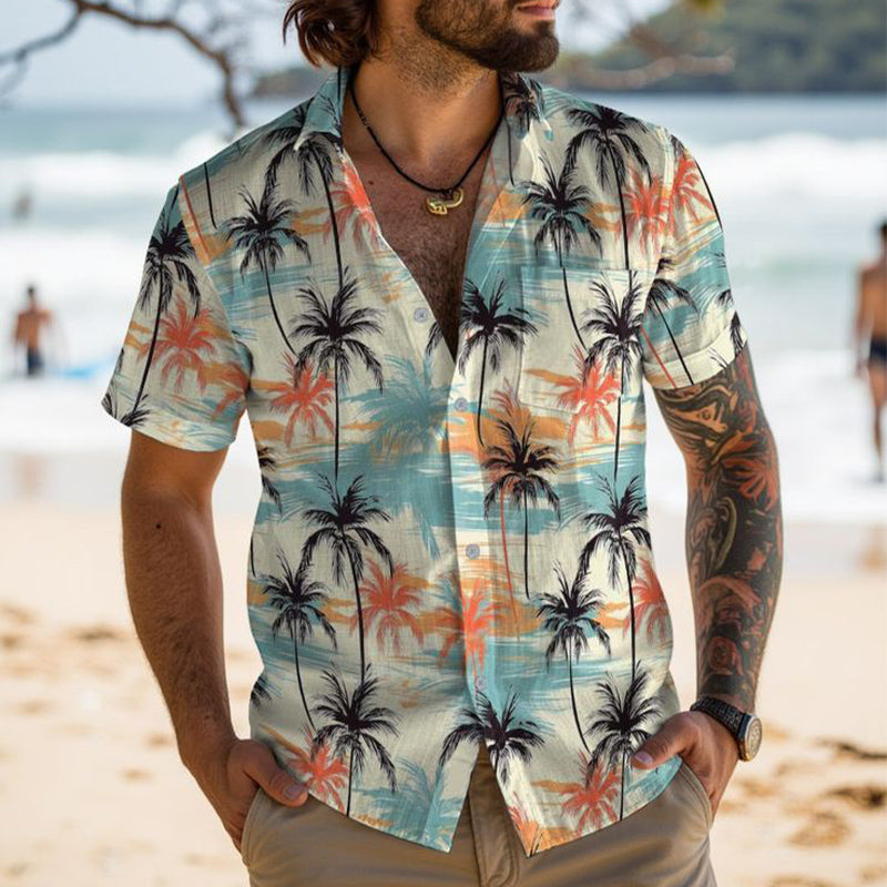 Men's Summer Casual Hawaiian Print Short Sleeve Shirt MTA0830E1U