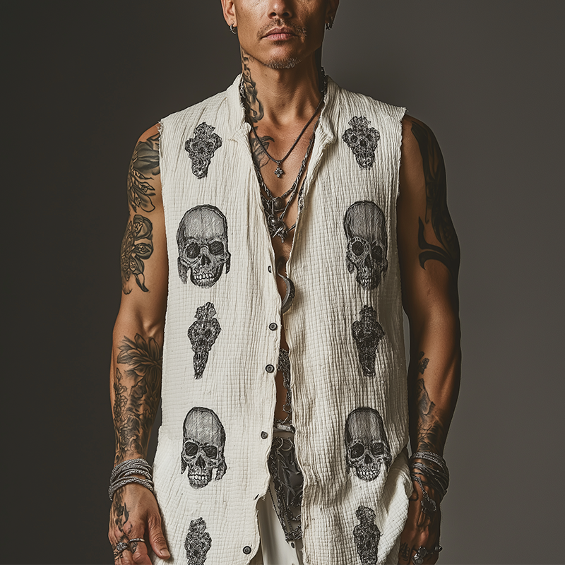 Men's Summer Fashion Printed Waffle Tank Top MTA2691F3P