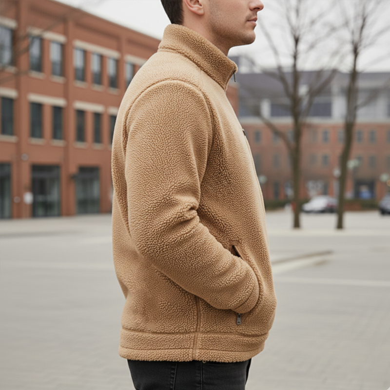 Men's Winter Fashion Stand Collar Polar Fleece Zipper Jacket MTA2241J7P