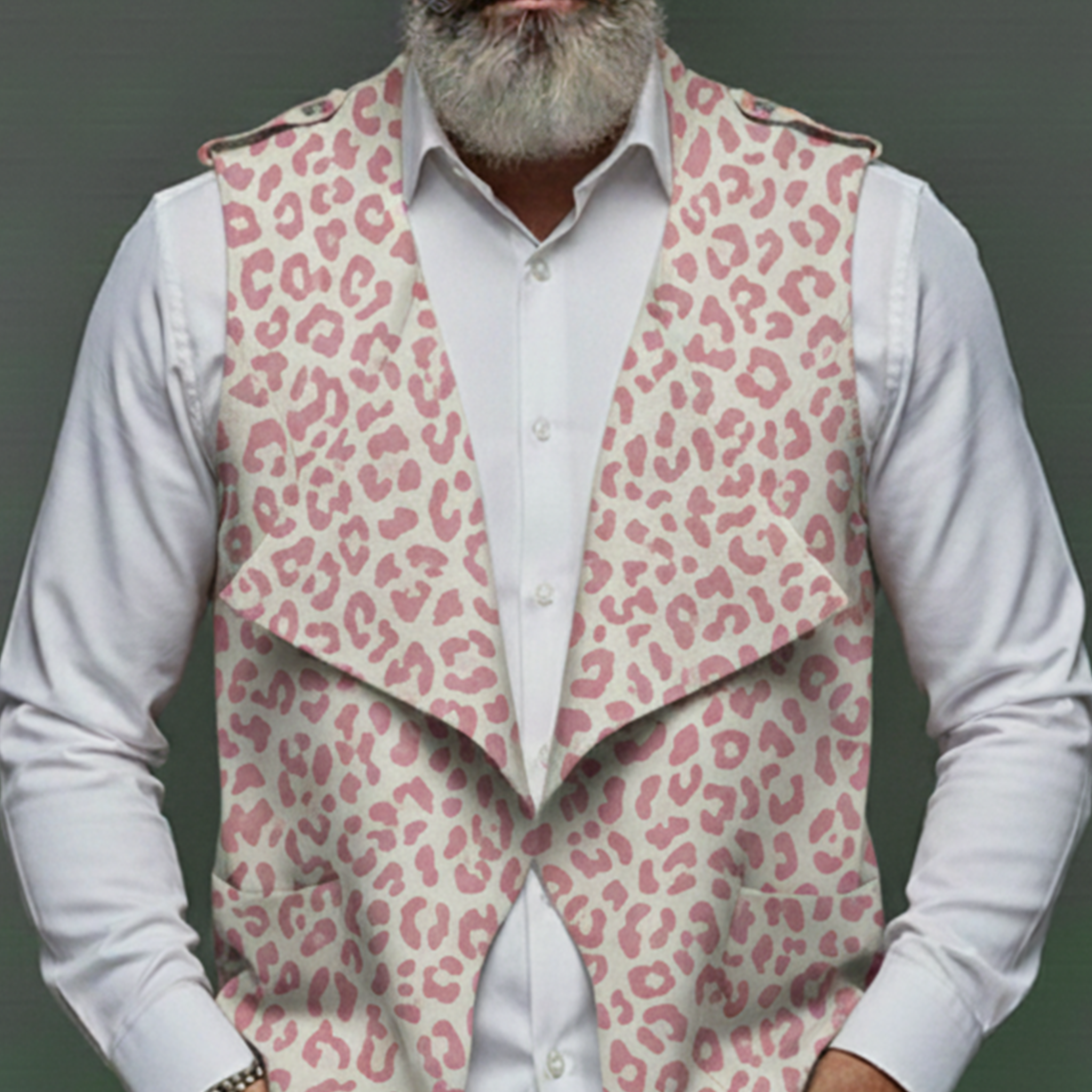 Men's Classic Casual Lapel Leopard Print Denim Vest MTA1917L2K