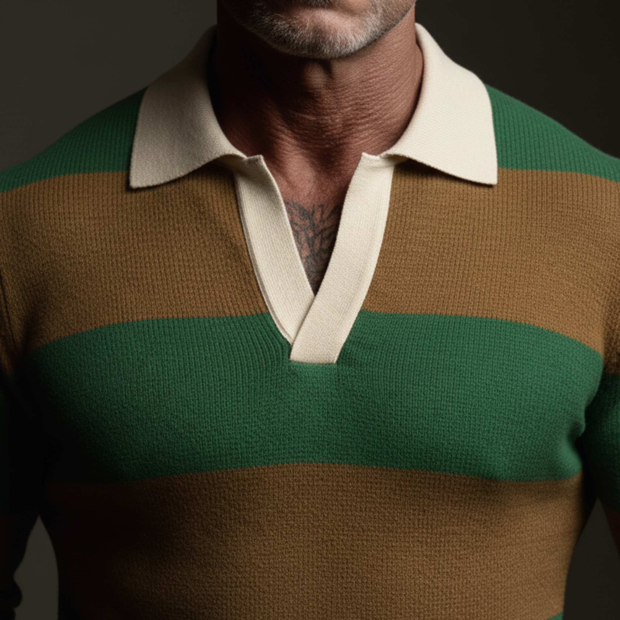 Men's Classic Casual Color-blocked Striped Slim Fit Sweater MTA0734K8K