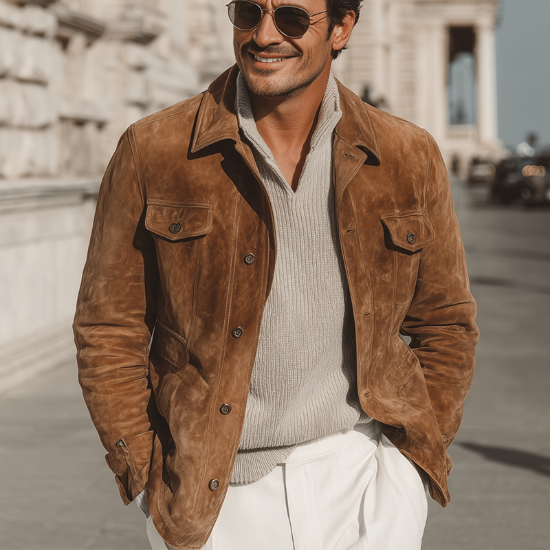 Men's Autumn/Winter Vintage Faux Suede Button Jacket MTA1365I9P