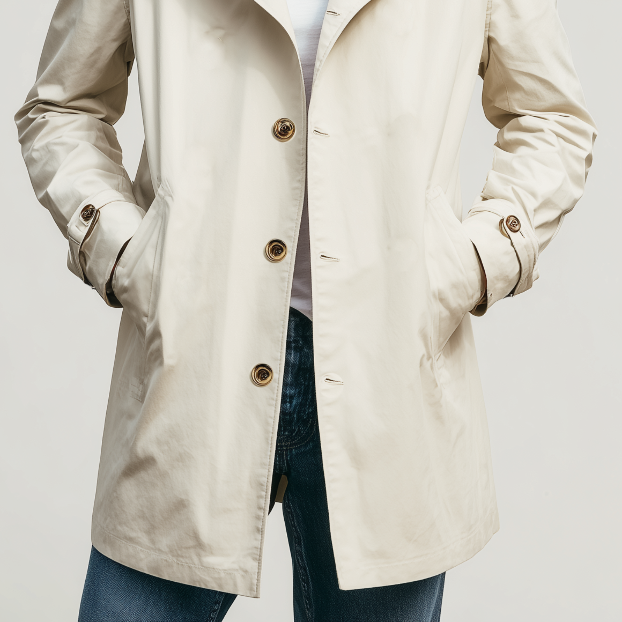 Men's Classic Casual Corduroy Lapel Single-breasted Twill Cotton Thigh-length Trench Coat MTA1346H1K