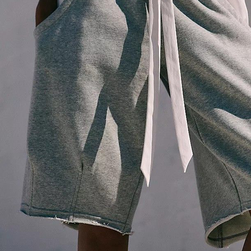 Men's Spring And Summer Casual Cotton Blended Stitching Knitted Terry Cloth Elastic Waist Design Shorts MTA1366F9K