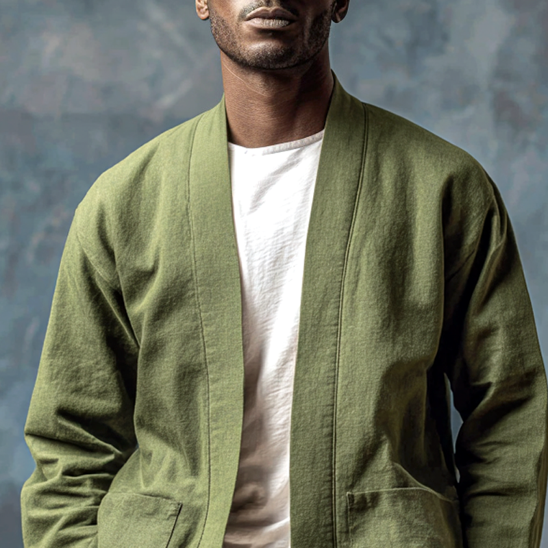 Men's Solid Loose Buttonless Cardigan Jacket MTA0988I1Z