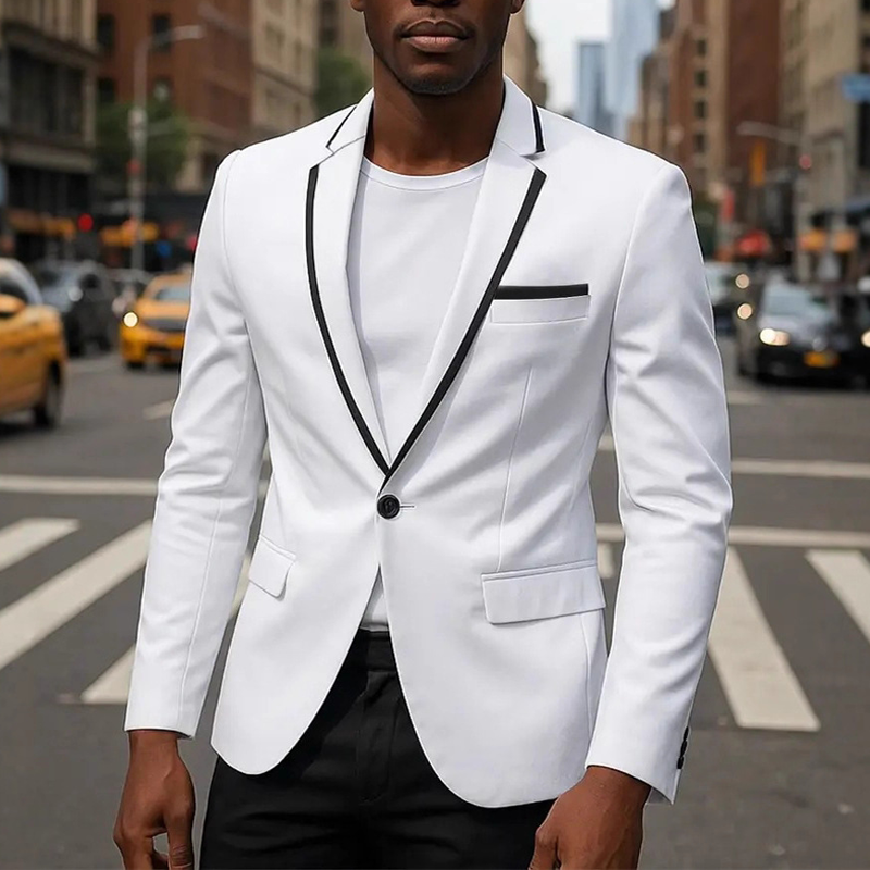 Men's Contrasting Color Casual Single-breasted Blazer MTA2105G0X
