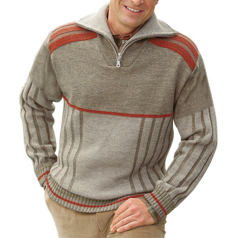 Men's Classic Zip-Neck Colorblock Jacquard Sweater MTA1366J7U
